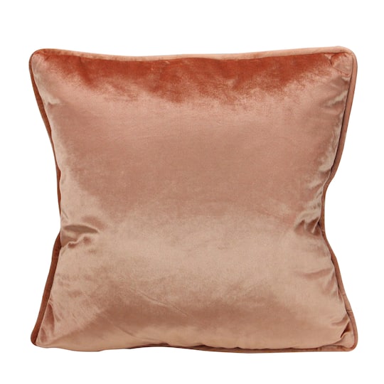 Peach Plush Velvet Square Throw Pillow With Piped Edging